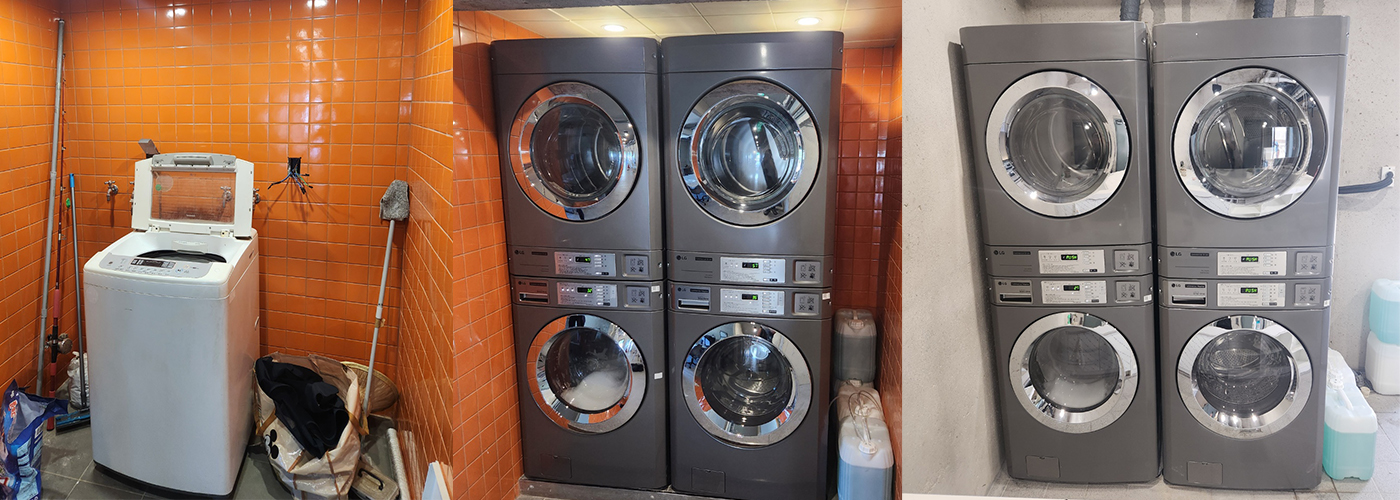 정읍 피그월드 스마트돼지농장 상업용세탁기 & 전기건조기 납품